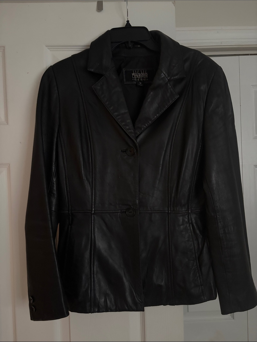 Wilson’s Pelle Studio Black Leather Tailored Blazer Jacket